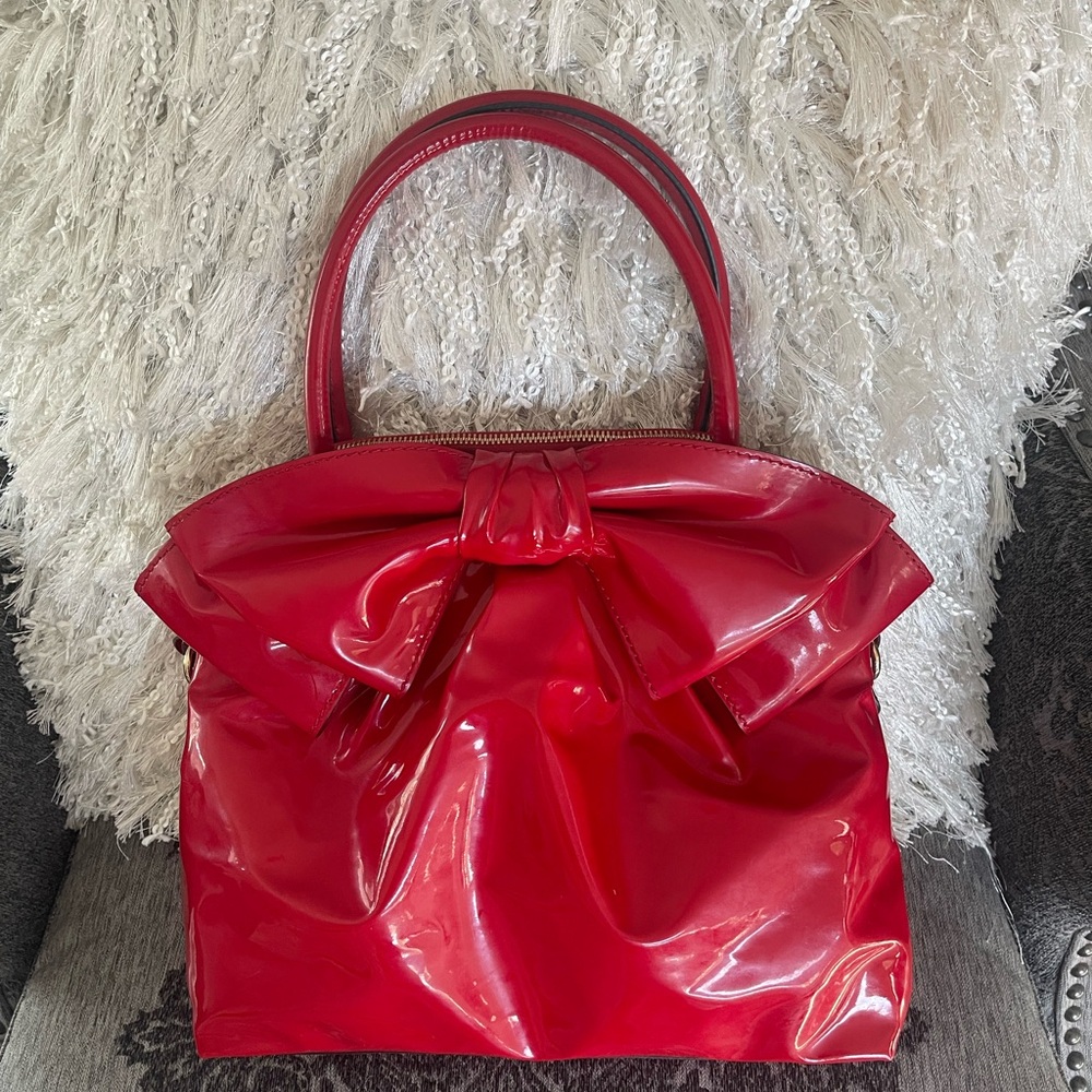 Elegant Red Bow Tote Bag